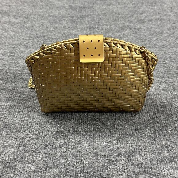 Vintage Rodo Clutch Gold Woven Metal Chain Shoulder Bag Crossbody Evening Luxury - Picture 1 of 14